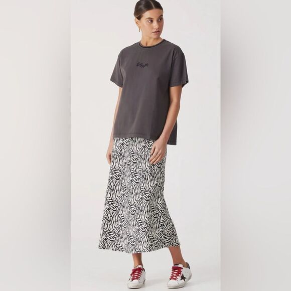 NWOT Ena Pelly Women’s Roza Slip Midi Skirt Black White - Size Small - Picture 1 of 7